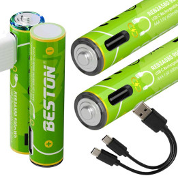 4x bateria akumulator AAA 1.5V 900mWh + kabel USB-C R03 LR03 MN2400 AM4 UM4